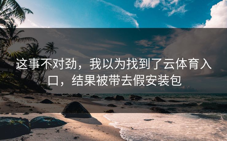 这事不对劲，我以为找到了云体育入口，结果被带去假安装包