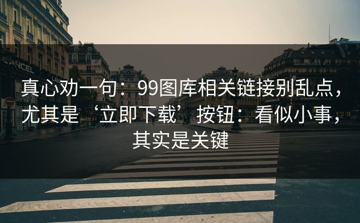 真心劝一句:99图库相关链接别乱点,尤其是‘立即下载’按钮:看似小事,其实是关键